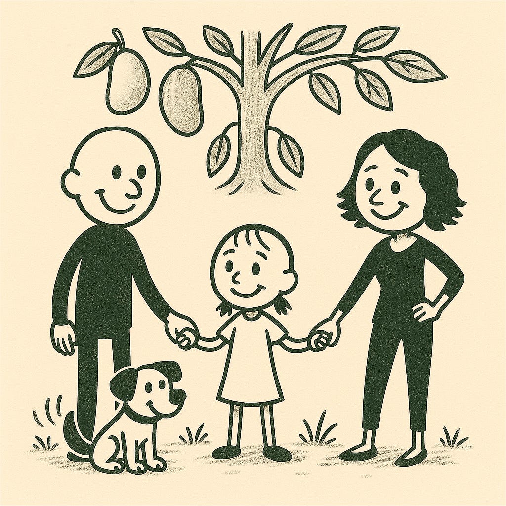 Family Under a Fruit Tree
