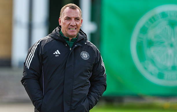 Brendan Rodgers during a Celtic MD-1 training session at the Lennoxtown Training Centre, on October 22 in Glasgow, Scotland. Brendan Rodgers during a Celtic MD-1 training session at the Lennoxtown Training Centre, on October 22 in Glasgow, Scotland.