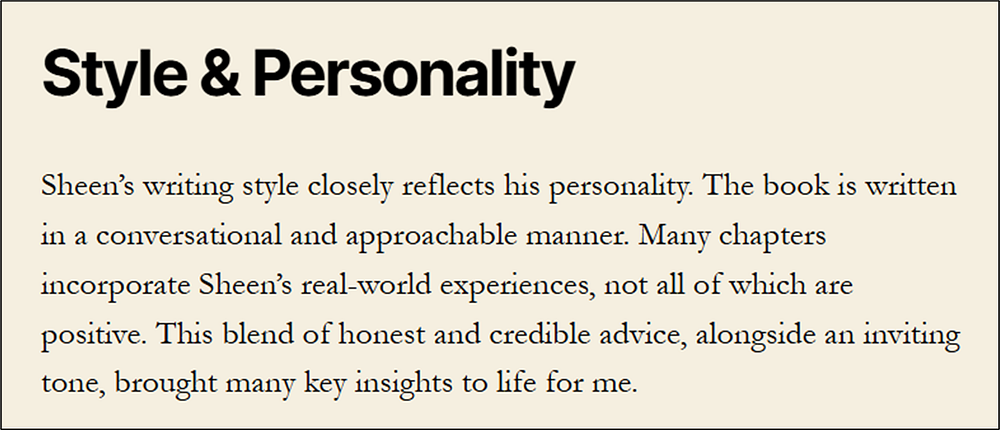 A brief about the writing style of the book “Speak Effectively At Conferences.”