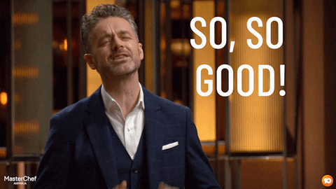 A man in a blue suit and white shirt says so so good A man in a blue suit and white shirt says so so good