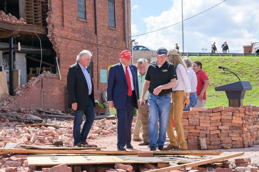 President Trump and Franklin Graham were in Valdosta, Georgia, today and saw devastation from Hurricane Helene. President Trump and Franklin Graham were in Valdosta, Georgia, today and saw devastation from Hurricane Helene.