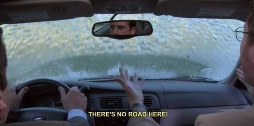 When Michael blindly followed the instructions from his GPS and drove his  car into a lake. | Office tv, Worlds best boss, The office