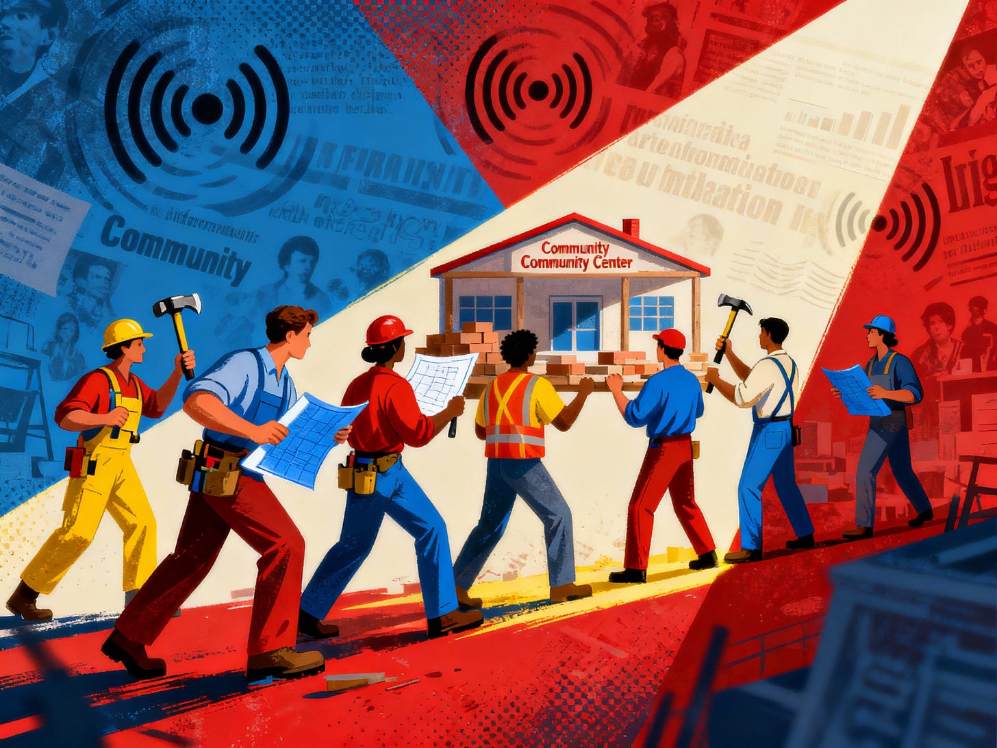 Ilustración de izquierdas construyendo más allá del ruido