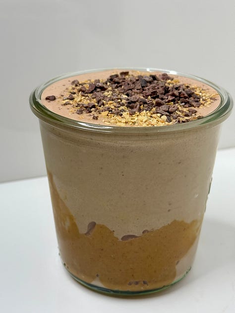 spaghetti squash, chocolate smoothie, beef bulgogi meatball bowl