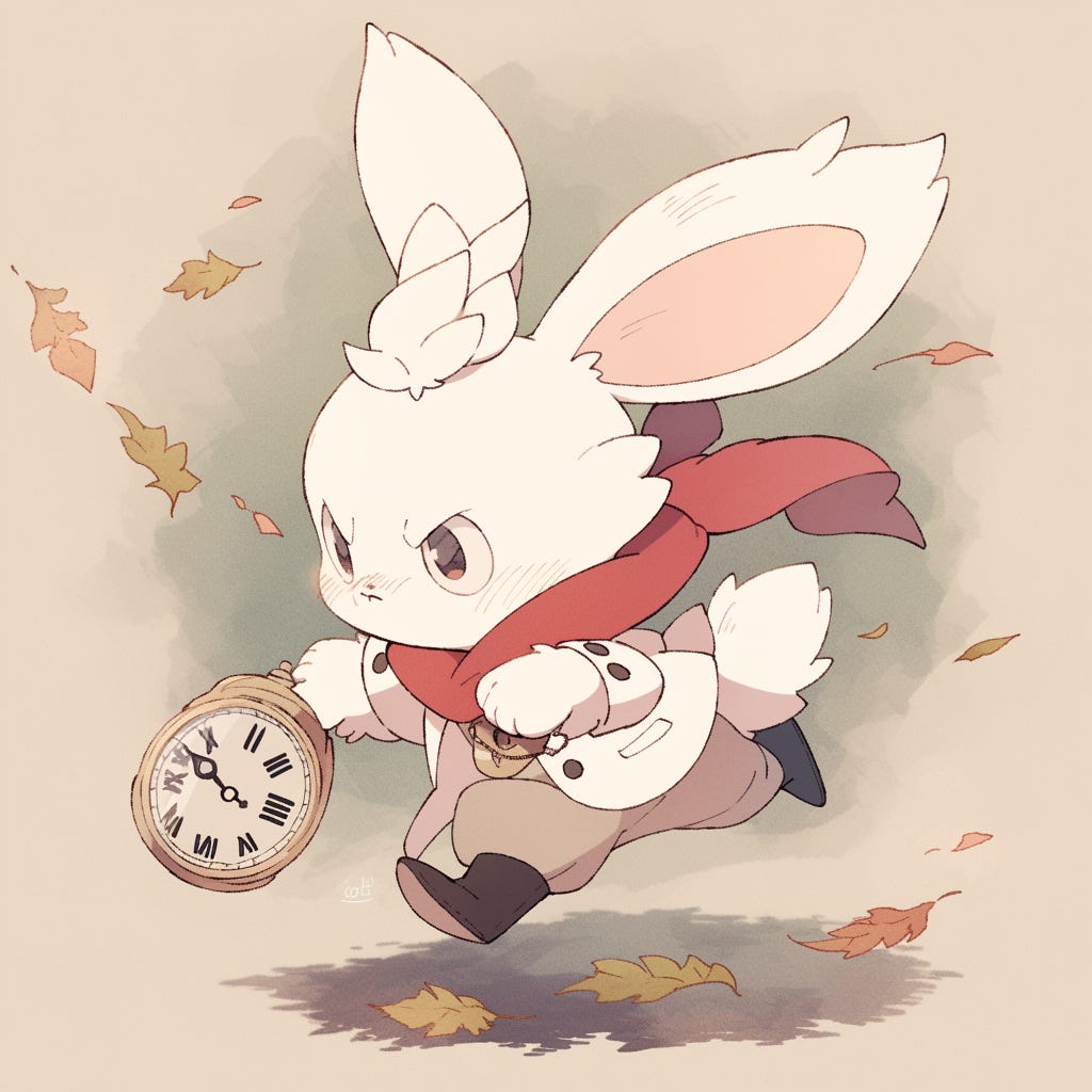 The Clock Rabbit Runs - Made with MidJourney