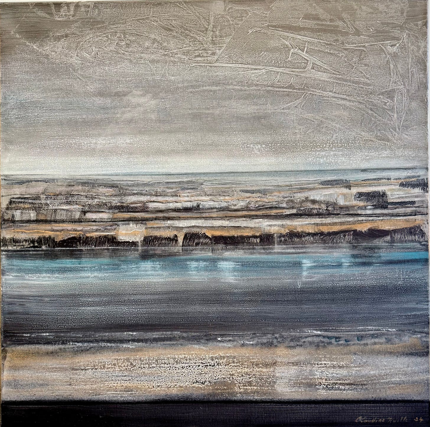 Painting of a canal.