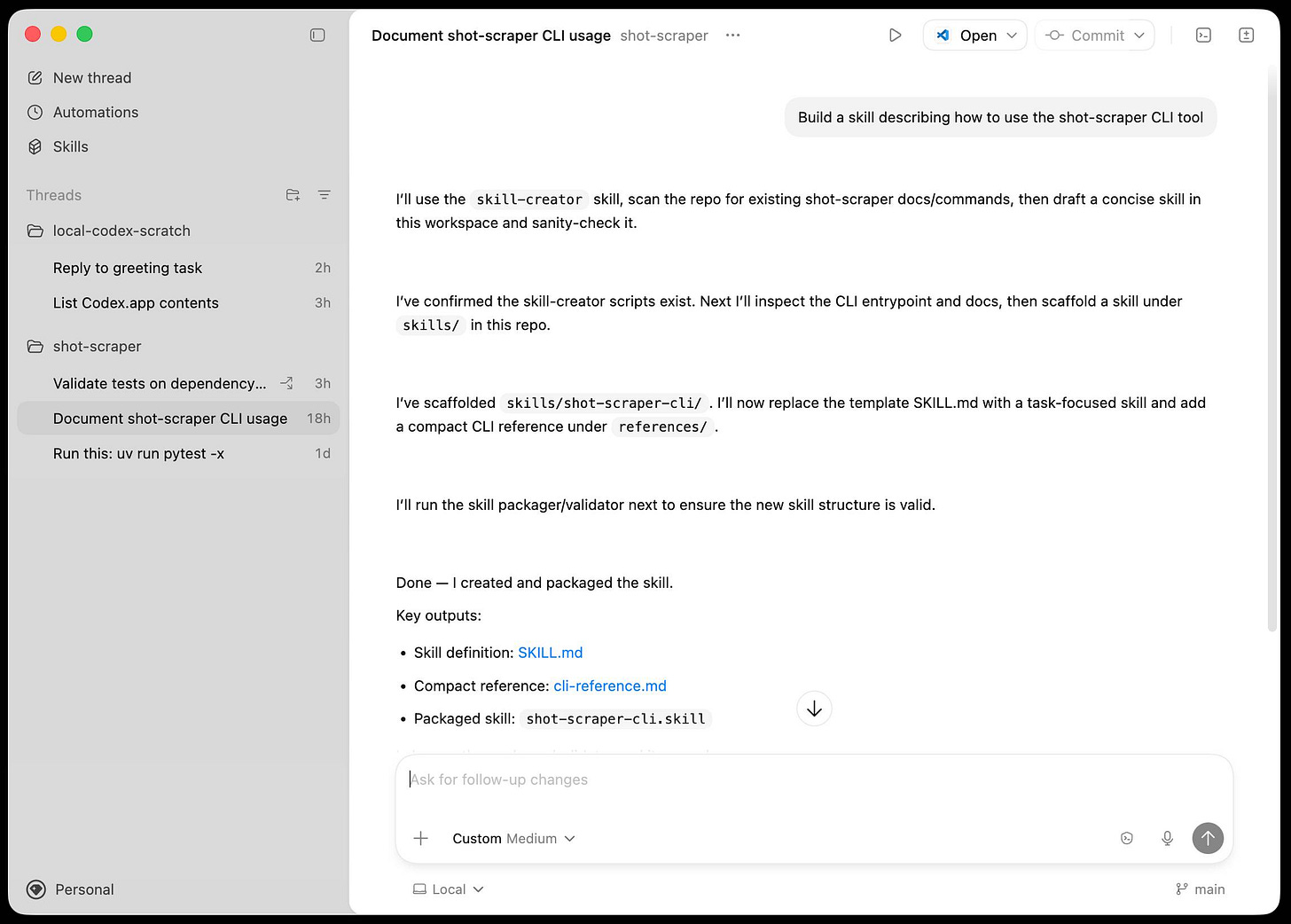 Screenshot of a macOS desktop application with a dark sidebar and light main content area. Left sidebar shows navigation items 