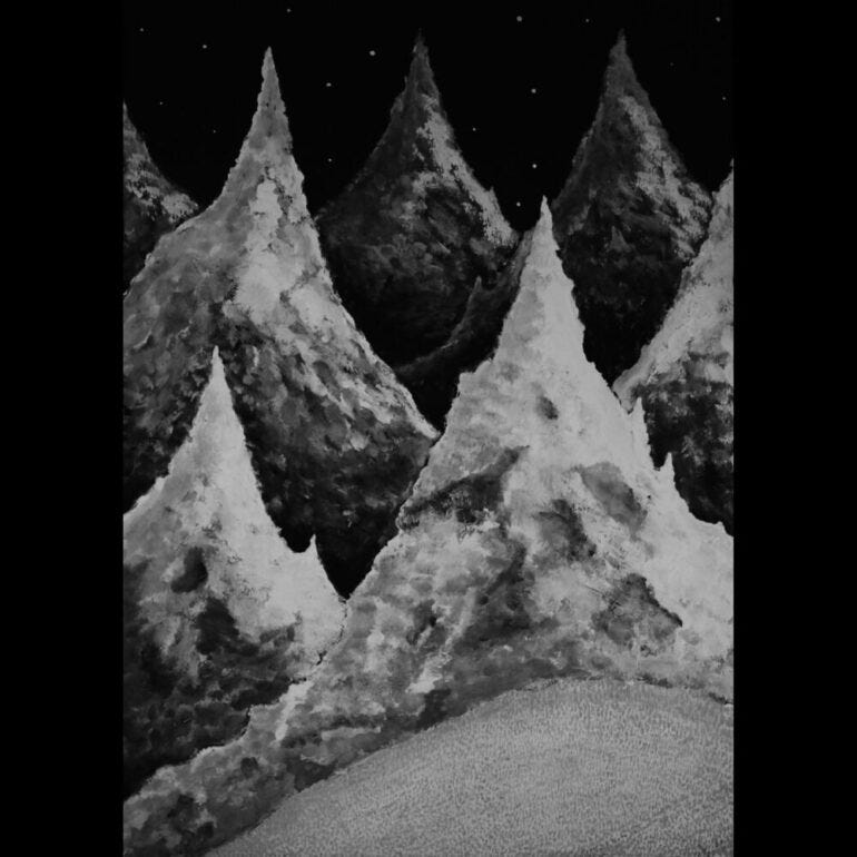 Cover von "Die Berge" eine angedeutete schwarz weiße Berglandschaft