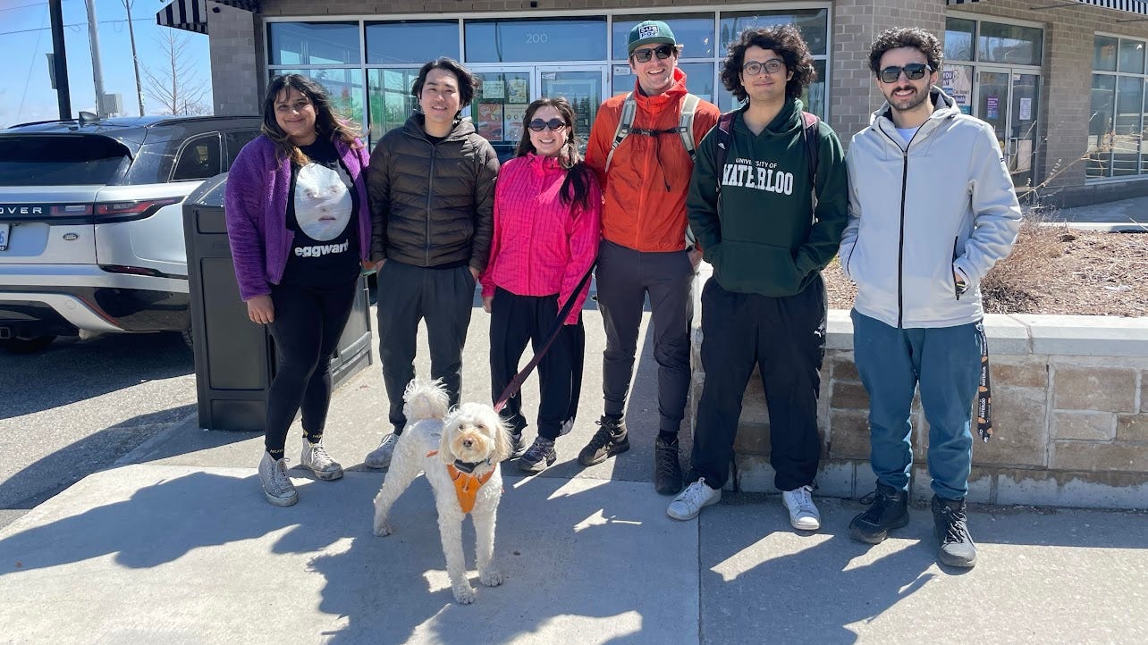 the ubietous information experiences group in Winter 2026, from left to right: Zahra Ahmed, Kentaro Takahira, (… 🐶 Kartof …), Marisol Rocha, Matt Brehmer, Anchit Mishra, Mohammad Abolnedjadian the ubietous information experiences group in Winter 2026, from left to right: Zahra Ahmed, Kentaro Takahira, (… 🐶 Kartof …), Marisol Rocha, Matt Brehmer, Anchit Mishra, Mohammad Abolnedjadian