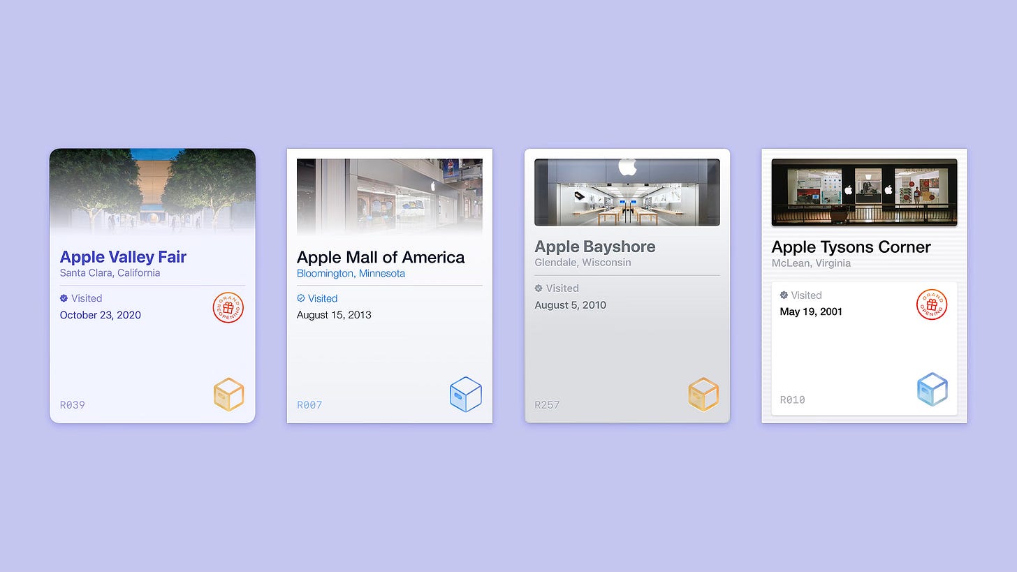 Four visit receipts representing the four design styles available to users in Facades 2.