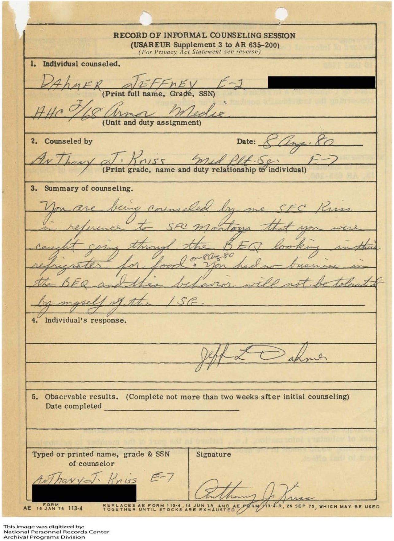 r/DahmerNetflix - Military Documents Expose Jeffrey Dahmer's Troubled Army Days