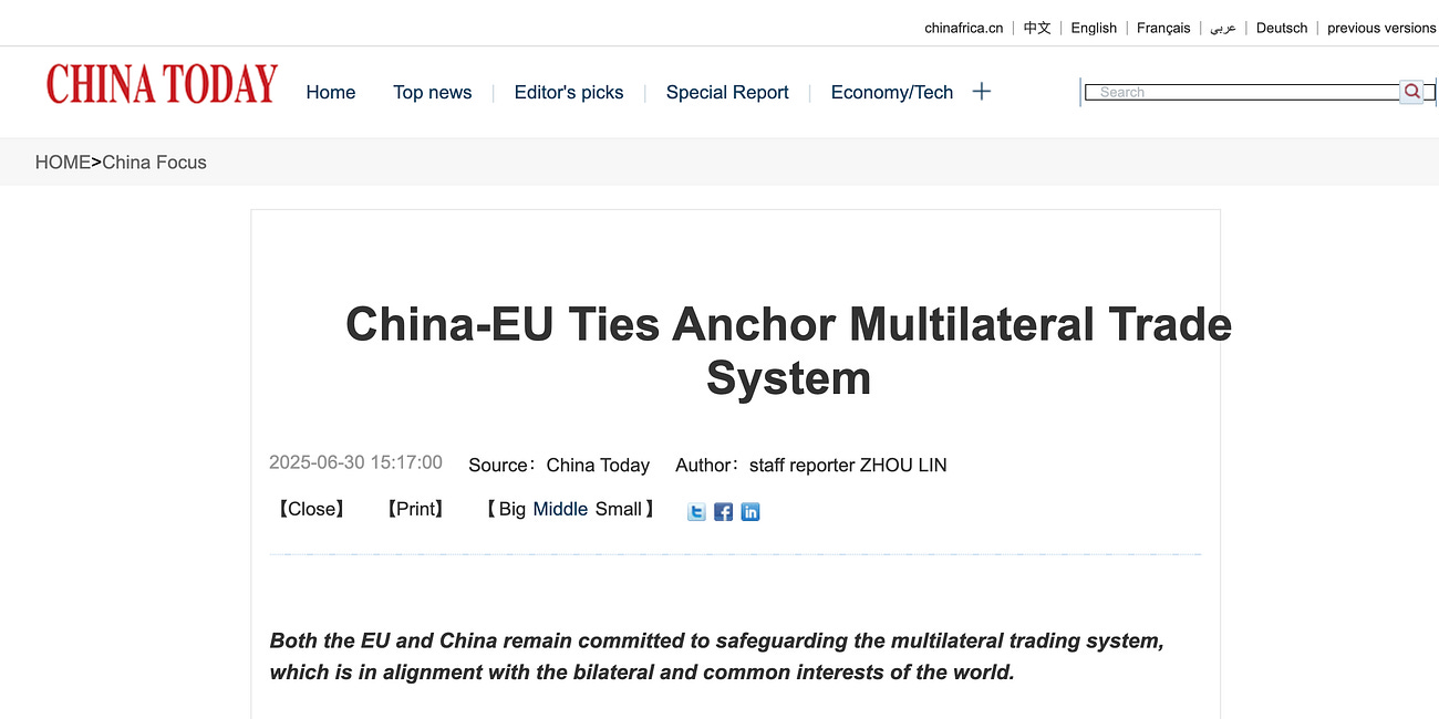 China-EU Ties Anchor Multilateral Trade System