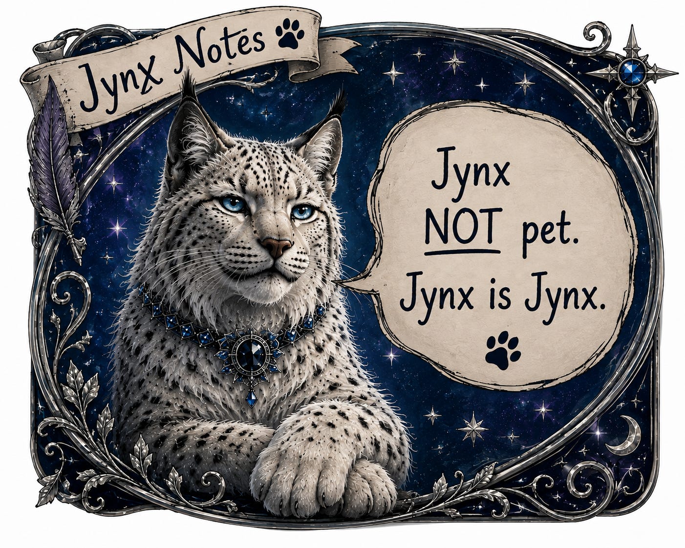 Jynx Notes indicating he is not a pet.