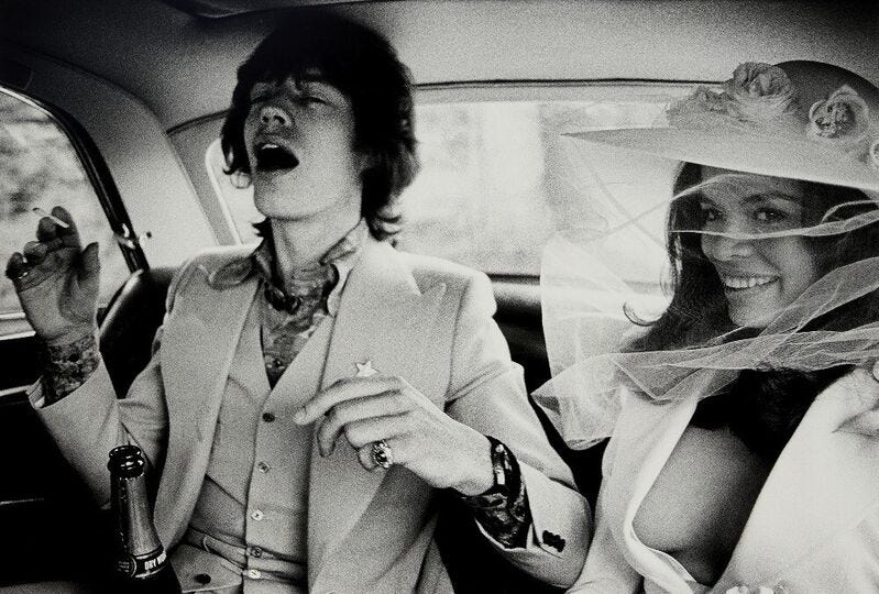 Patrick Lichfield | Mick and Bianca Jagger after their wedding (1971) | Artsy Patrick Lichfield | Mick and Bianca Jagger after their wedding (1971) | Artsy