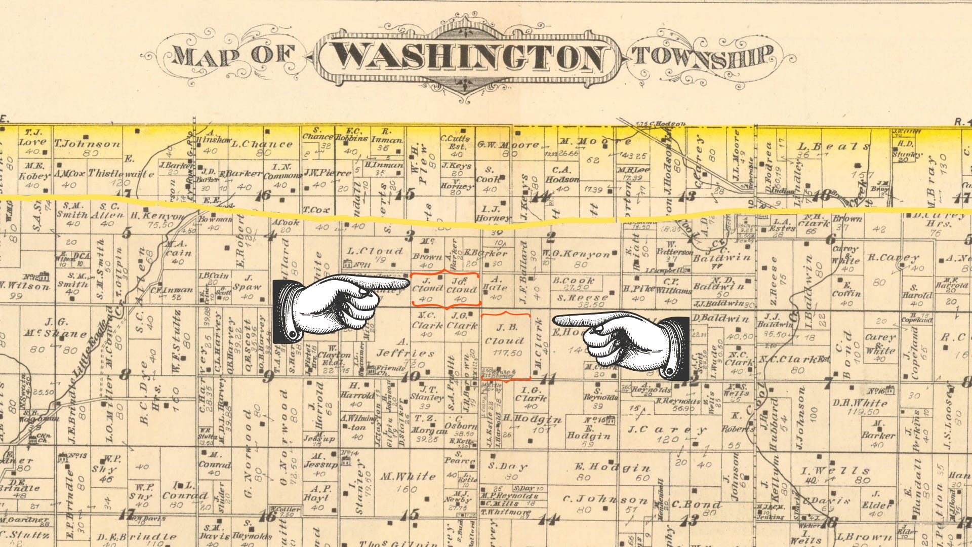 Map of Washington, Hamilton, Indiana with J. Cloud, Jos. Cloud, and J.G. Cloud. If you are researching men with the same name, you'll want to check out Bonnie Wade Mucia's techniques. Map of Washington, Hamilton, Indiana with J. Cloud, Jos. Cloud, and J.G. Cloud. If you are researching men with the same name, you'll want to check out Bonnie Wade Mucia's techniques.