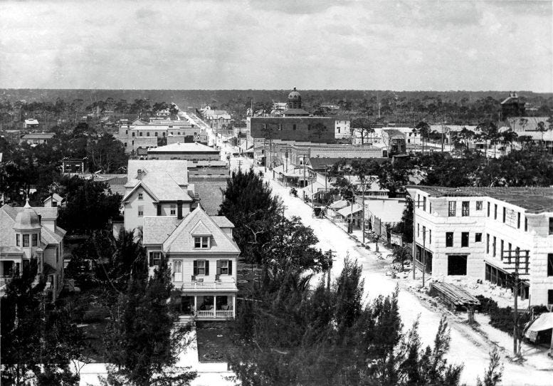 Corner of Twelfth Street & Avenue B (today’s Flagler Street and SE Second Avenue), in 1904. The Rickmers’ corner is to the left. Courtesy of Florida State Archives.