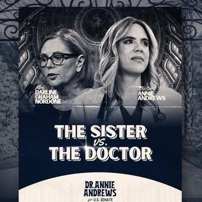 Poster of Annie Andrews M.D. and Darline Graham's upcoming contest.