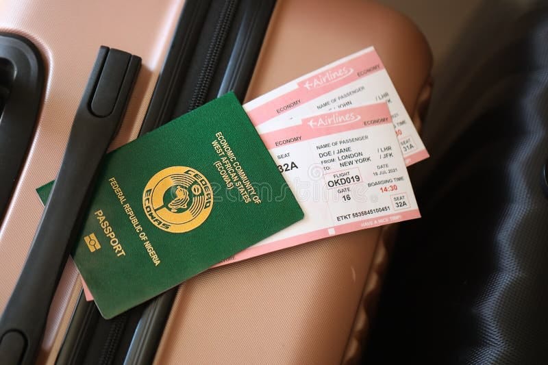 Nigerian passport and tickets