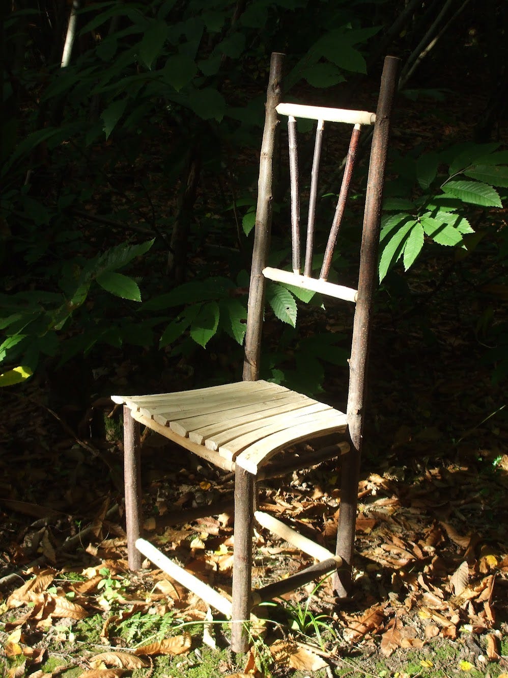 The first chair I made. Its a bit wobbly after all these years. Now it lives outside my front-door and I drink my teas on it. Sometimes I even get to finish the entire drink when it’s still hot The first chair I made. Its a bit wobbly after all these years. Now it lives outside my front-door and I drink my teas on it. Sometimes I even get to finish the entire drink when it’s still hot