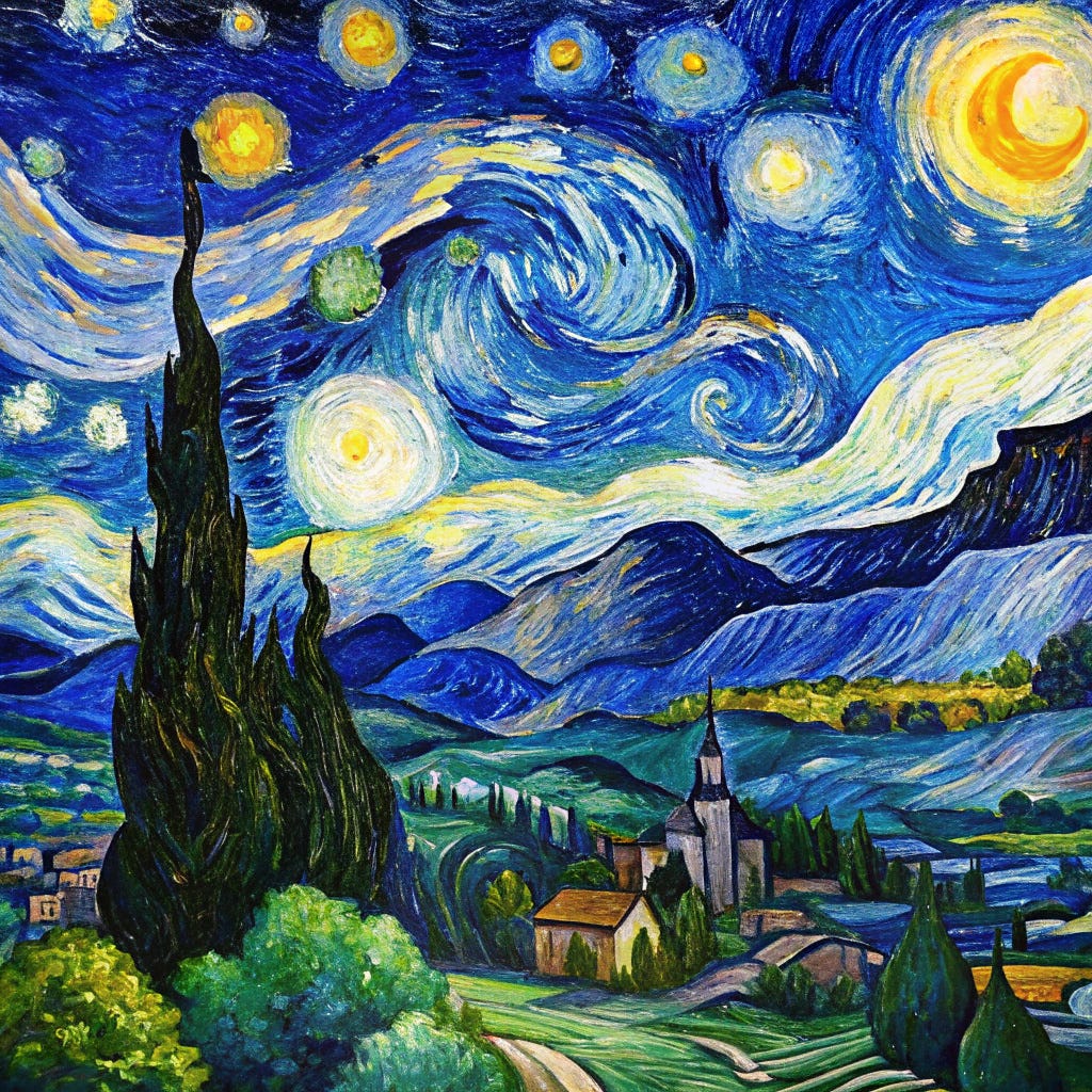 landscape the starry night painting of Vincent van Gogh landscape the starry night painting of Vincent van Gogh