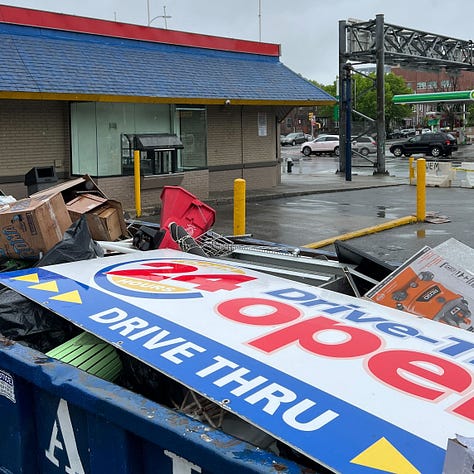 The Burger King at 69th Street and Northern Boulevard in Jackson Heights, New York, days after closing. 