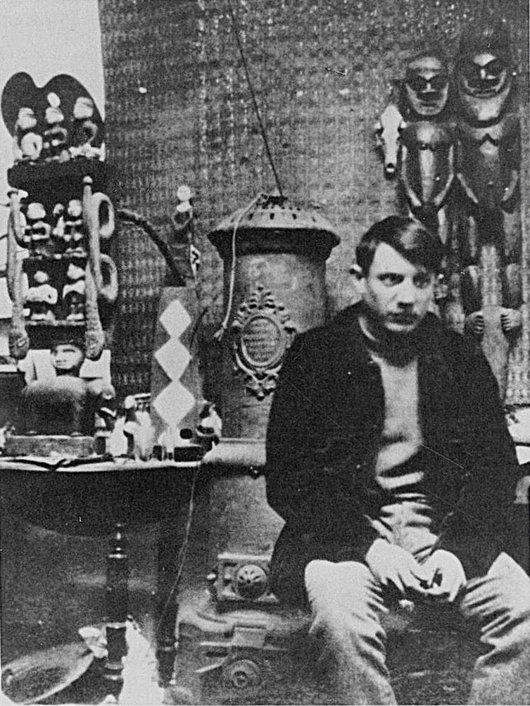 Photograph of Pablo Picasso in his Montmartre studio in 1908 Photograph of Pablo Picasso in his Montmartre studio in 1908