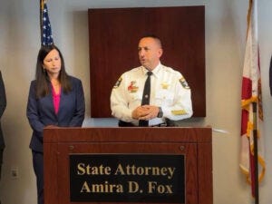 Florida State Attorney Amira Fox and Lee County Sheriff Carmine Marceno Florida State Attorney Amira Fox and Lee County Sheriff Carmine Marceno