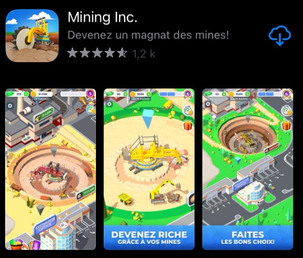 Un jeu mobile pour devenir magnat des mines