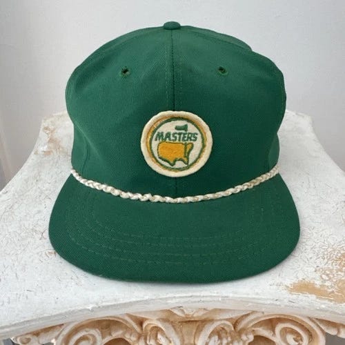 Vintage Augusta National Golf Shop The Masters Green Strapback Golf Rope Hat - Picture 1 of 18