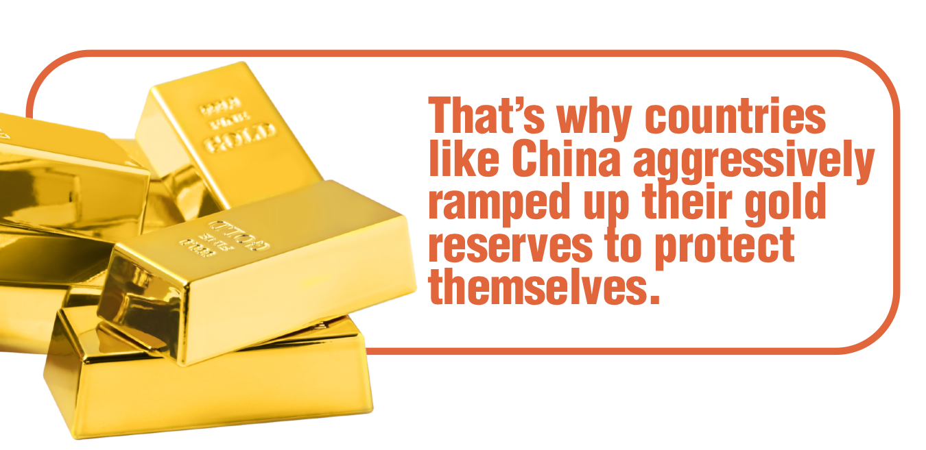 That's why countries like China aggressively ramped up their gold reserves to protect themselves.
