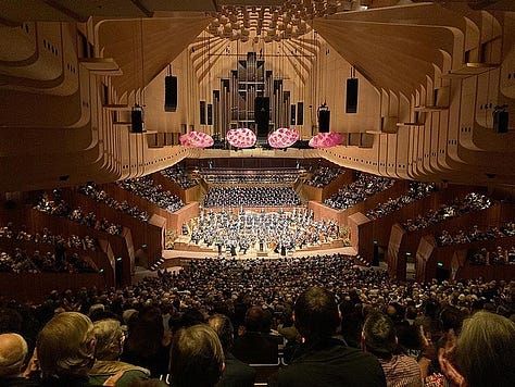 Images of the construction and completion of the Sydney Opera House