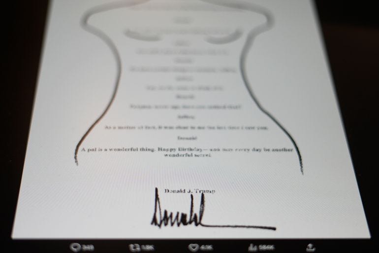 Trump’s alleged, suggestive birthday note to Epstein released by Democrats