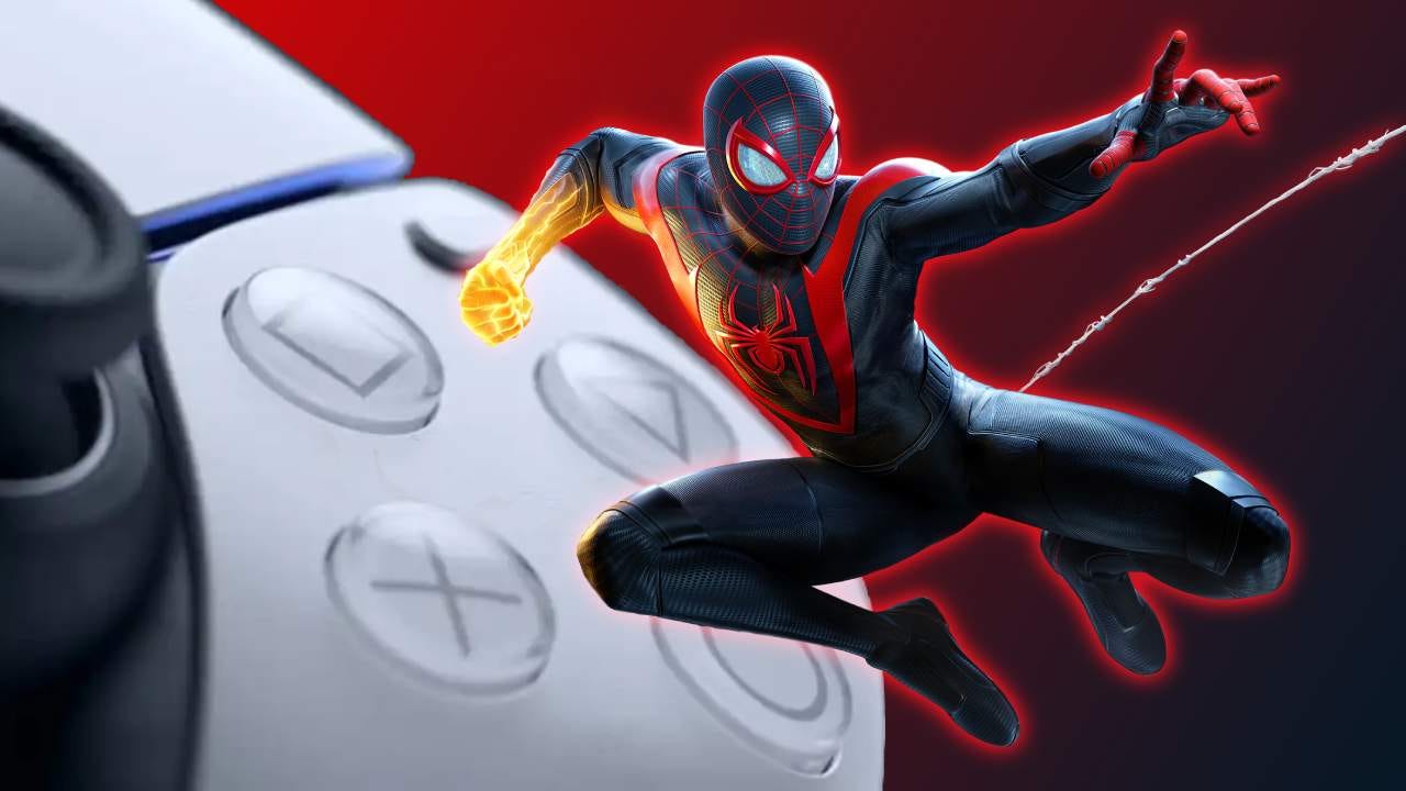 Close up of the PS5 DualSense Controller and Spider-Man: Miles Morales