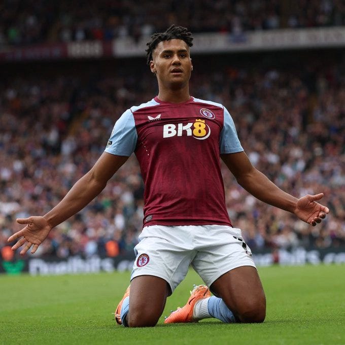 Ollie Watkins celebrates his second goal against Brighton!
