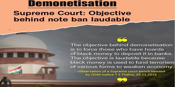 PIL against Ban on Rs. 500 & Rs. 1000 notes in Bombay HC & SC