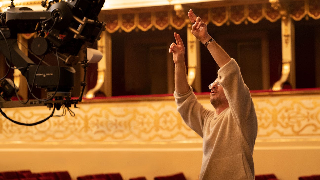 Darren Aronofsky on location in Parma, Italy, framing a shot for Postcard from Earth with the Big Sky camera system.