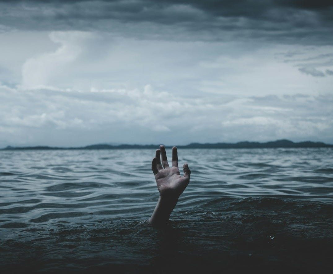 a person drowns underwater