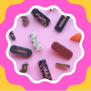 colourful earrings and hair clips