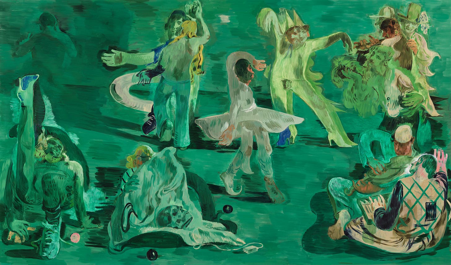 Salman Toor
Ghost Ball, 2023
Oil on linen
75 1/8 x 127 1/4 inches
(190.8 x 323.2 cm)