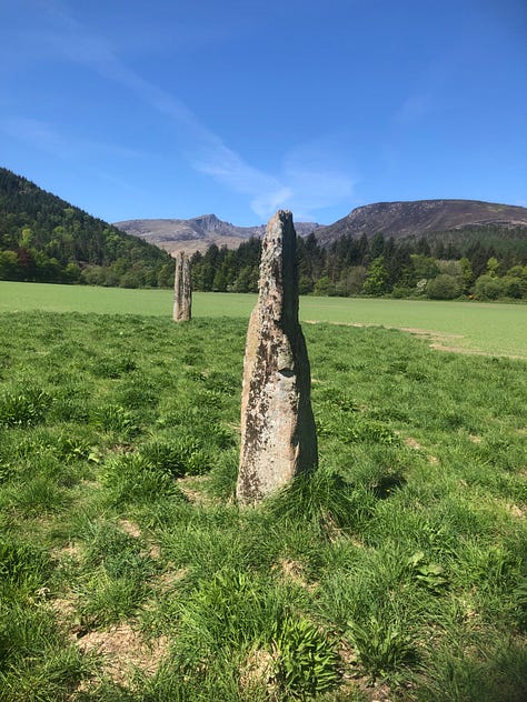 Standing Stones in the Clava Cairns in Culloden Moor (near Inverness), and in the isle of Arran.