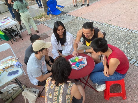 People at the Chinatown Memorial Plaza