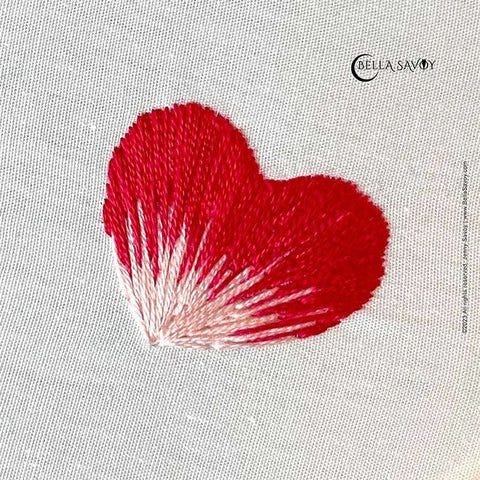 red and pink heart made with the long and short stith