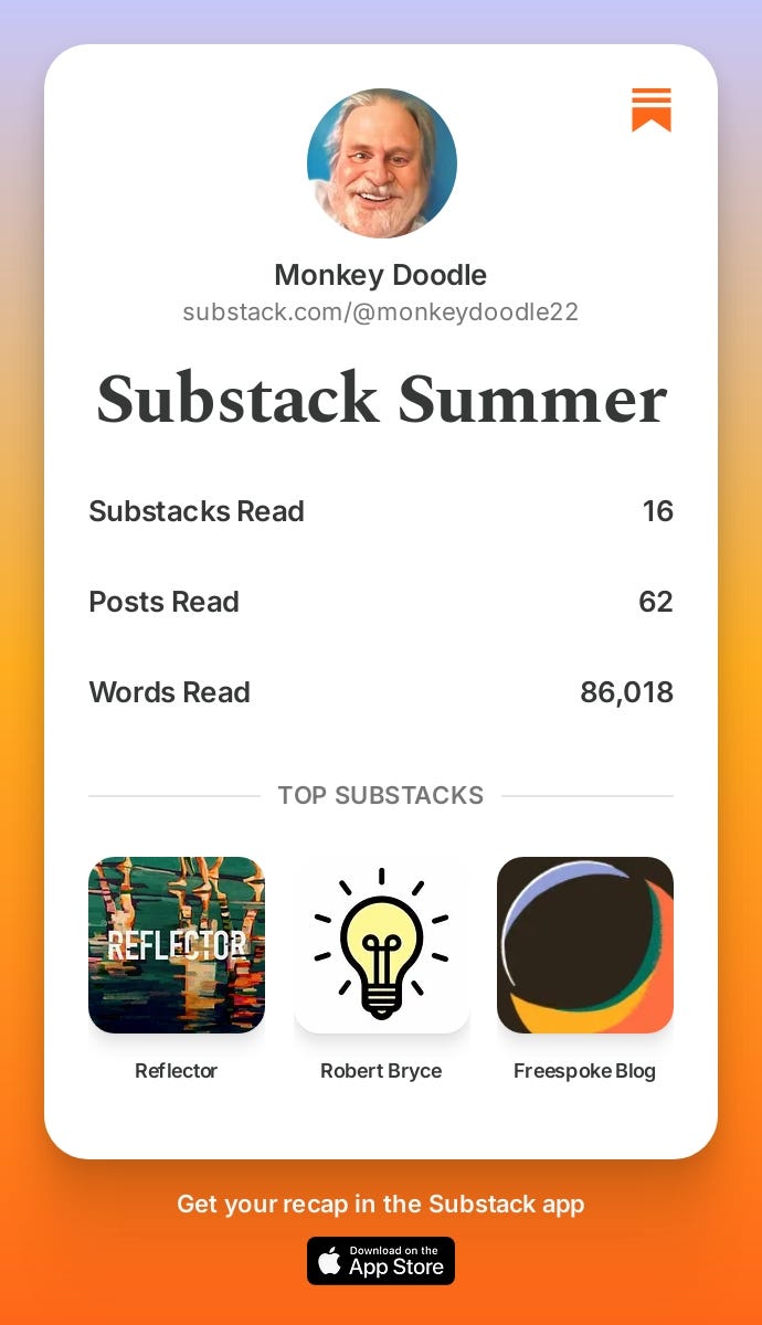 My Substack Summer - by Monkey Doodle - Mark’s Substack