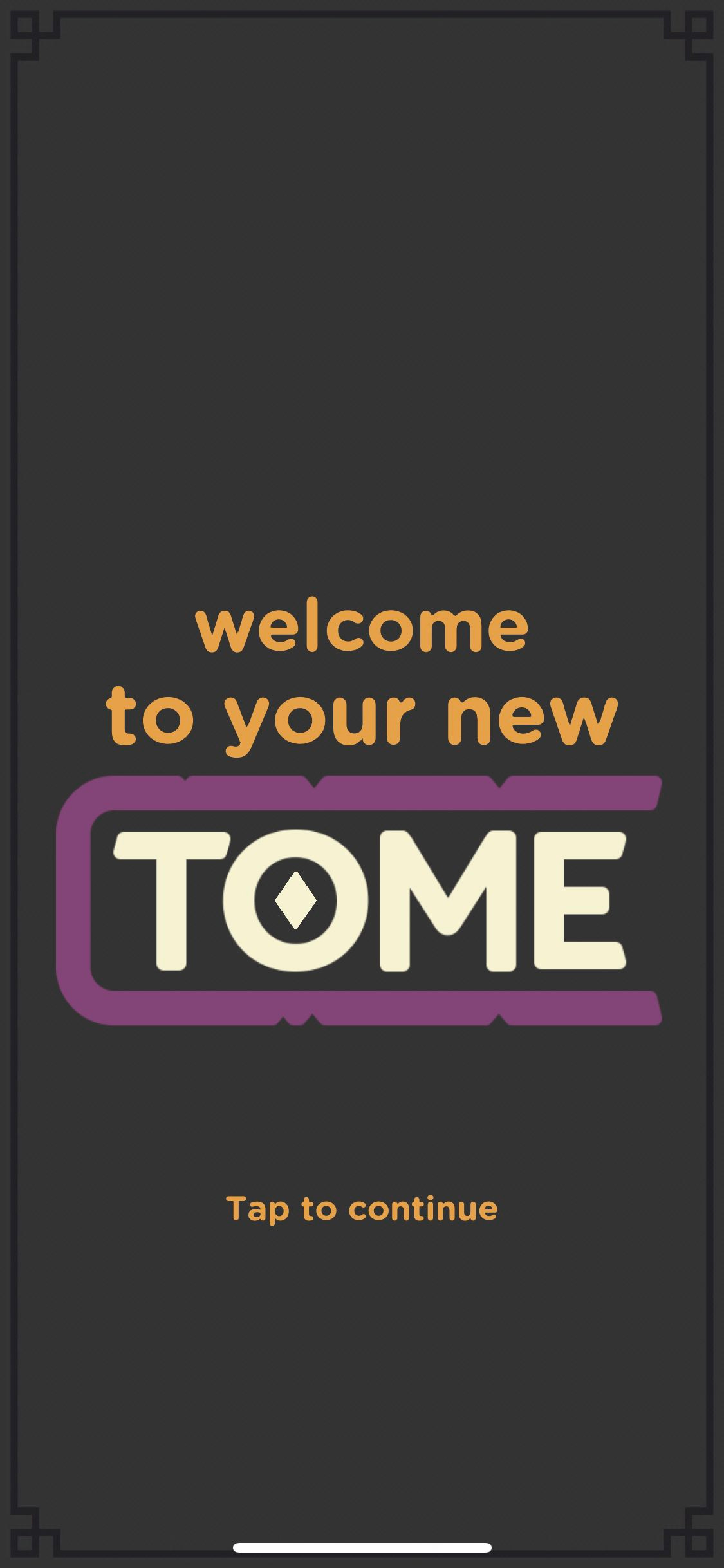 The first screen of the game