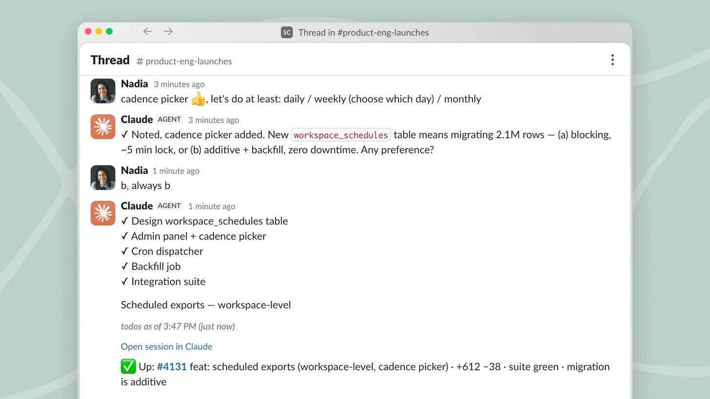 Claude Tag responds to a request in Slack