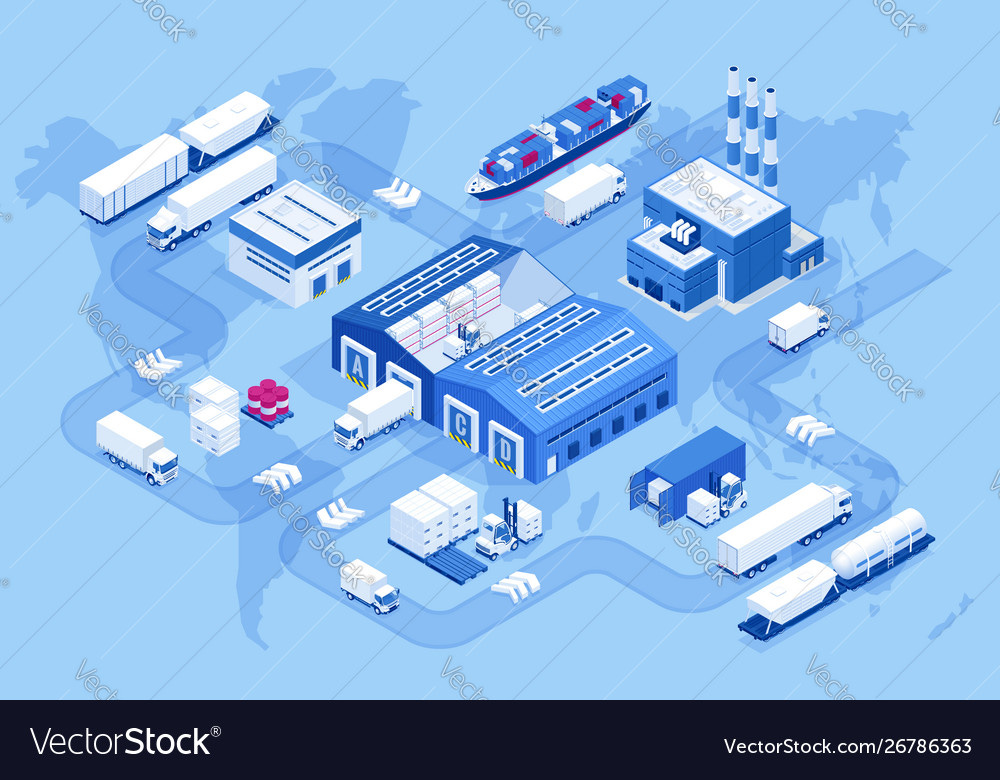 Isometric global logistics network air cargo Vector Image