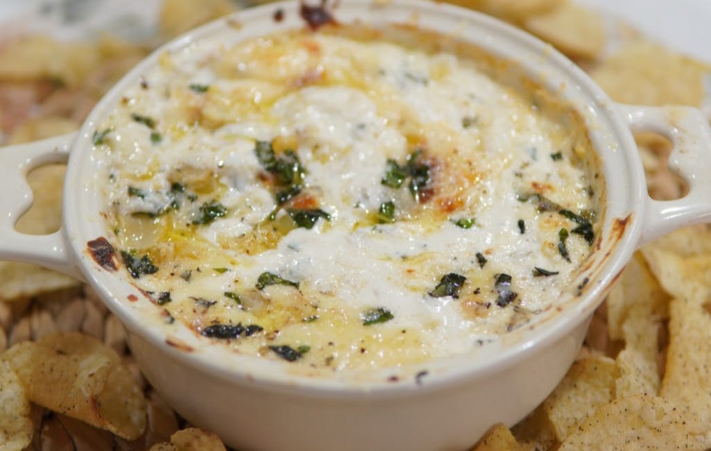 Baked Artichoke Asiago Dip & Aligoté 