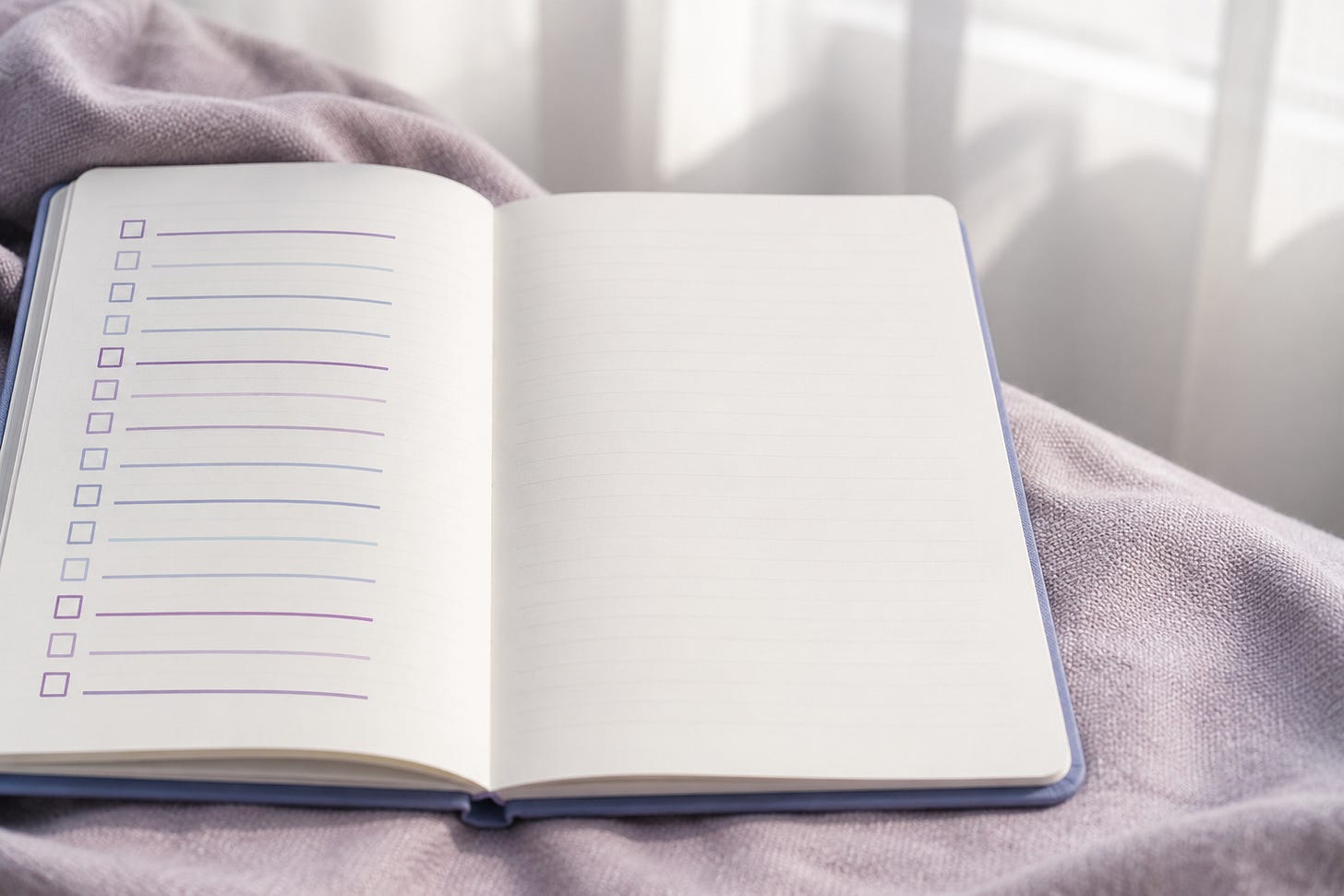 open journal with a blank to-do list open journal with a blank to-do list