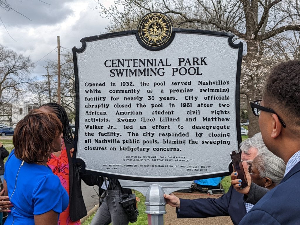 Hidden history of Nashville's segregated pools gets permanent reminder with  new Centennial Park marker | WPLN News