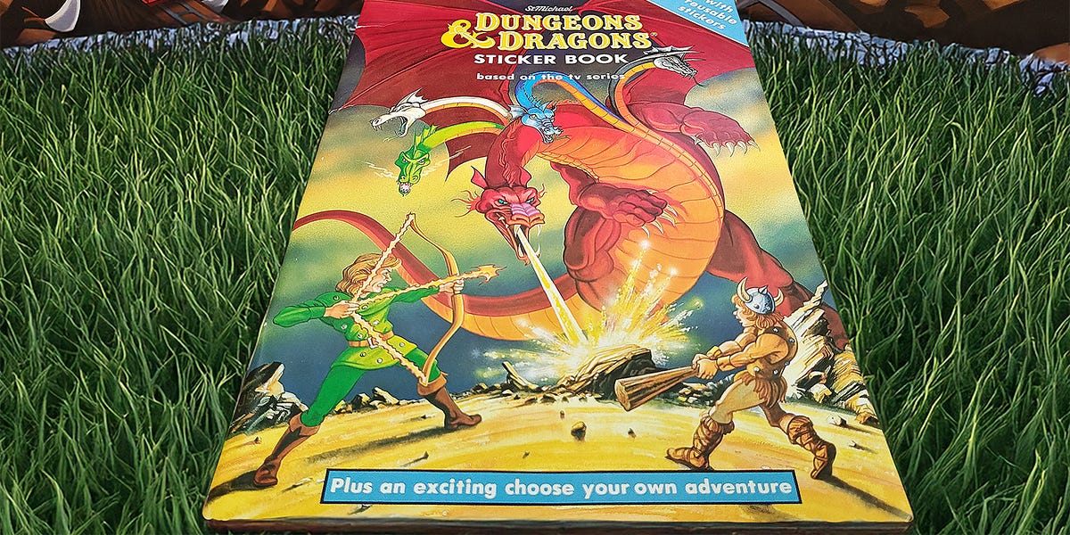 Rediscovered Realms Rediscovered Relic: Giant D&D Cartoon Sticker Gamebook from 1985